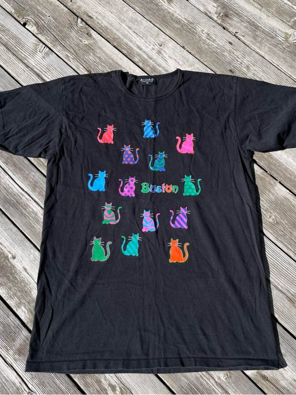 Alore multi patterned cat print Boston t-shirt